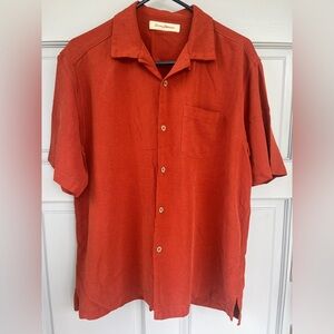 Tommy Bahama SILK Rust Orange Casual Button Down Shirt, Men’s Size M